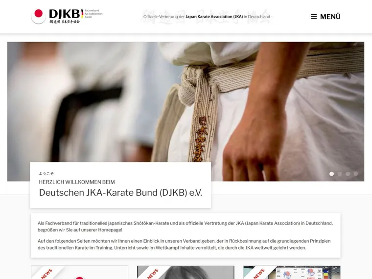 Die Startseite des Verbandsauftritts