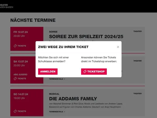 Digitaler Auftritt für das Theater Baden-Baden — weitere Ansicht
