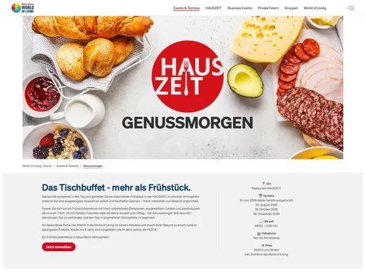 Eventplattform World of Living — weitere Ansicht