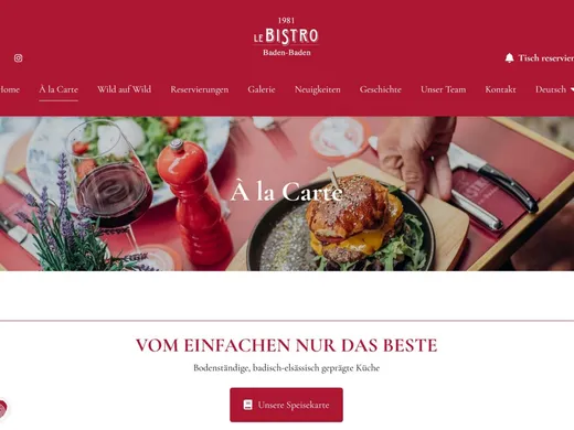Die Seite À la Carte — die Karte wird an einer Stelle gepflegt