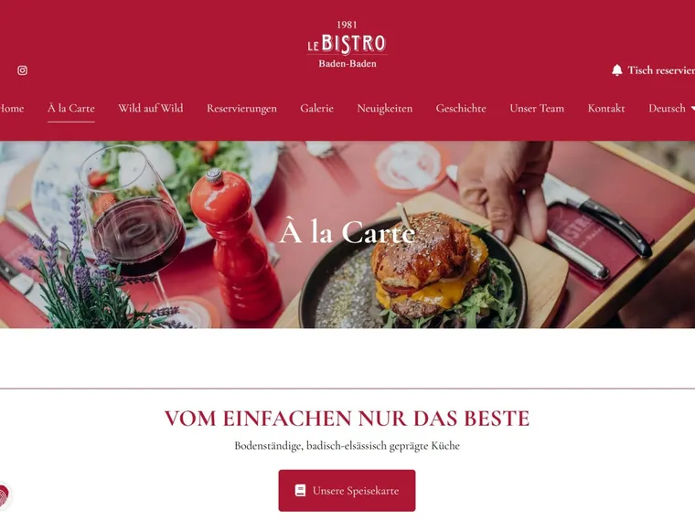 Die Seite À la Carte — die Karte wird an einer Stelle gepflegt