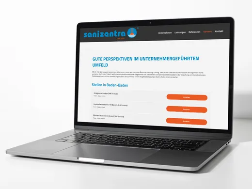Website-Relaunch für sanizentra — weitere Ansicht