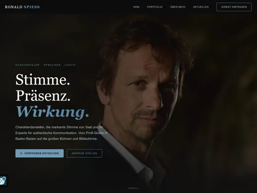 Die Startseite mit dem Leitmotiv Stimme, Präsenz, Wirkung