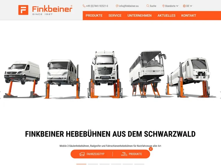 Die Startseite von finkbeiner-lifts.com