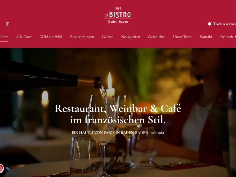 Die Startseite des Restaurants