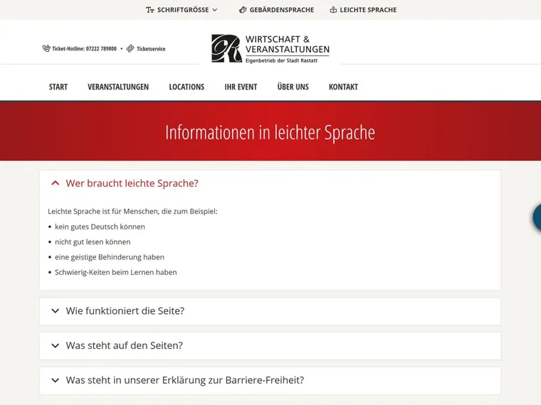 Informationen in leichter Sprache — aus der Kopfzeile erreichbar