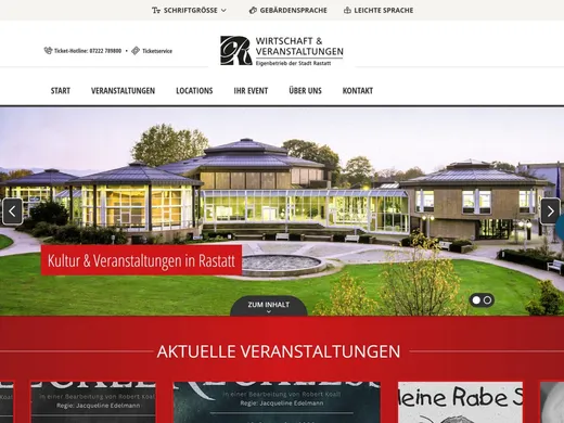 Die Startseite mit dem Veranstaltungskalender